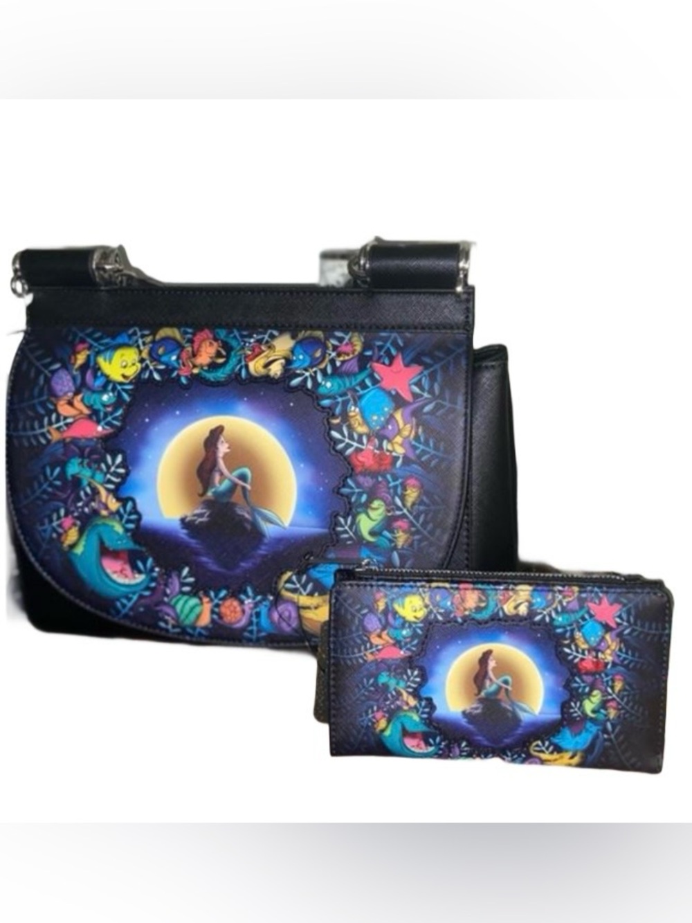 Loungefly Disney Little Mermaid "Moonlight" Crossbody Bag & Wallet Set Retire